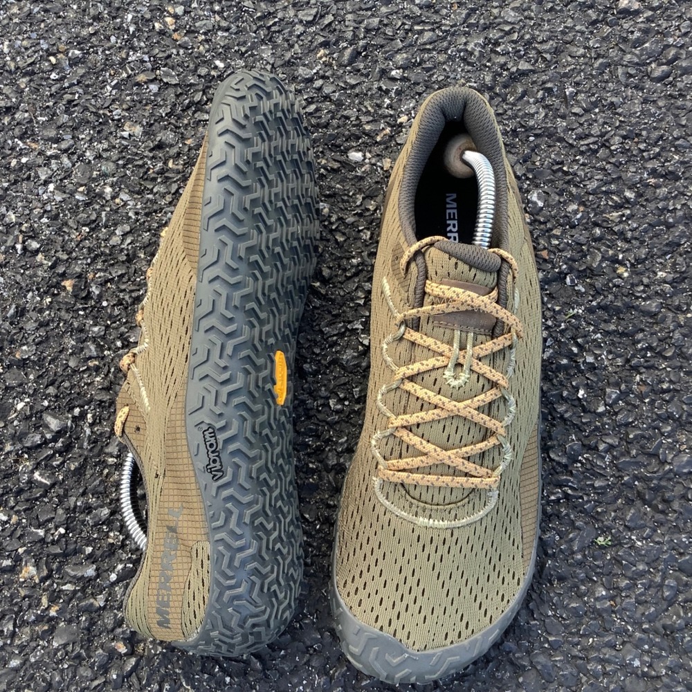 Merrell Trail Glove 7 Mens 10.5 Olive Green Barefoot Trail Running Shoes J068603